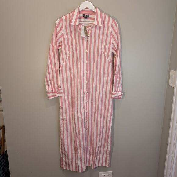 J. Crew Shirt Dress Midi Preppy Nautical Coastal Beach Pool CoverUp - Size 6 - Picture 2 of 8